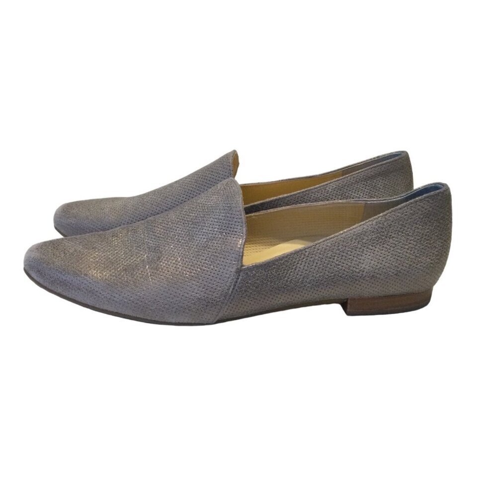 Paul Green Women's Leather Metallic Slip-On Flat Loafers Shoes Comfort Size 6.5